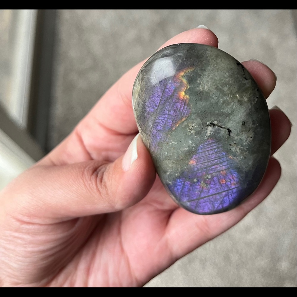 Labradorite Polished Palm Stone—Rare Shades